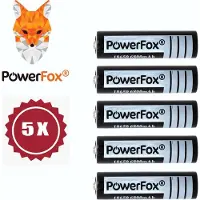 Powerfox 5x 18650 Lithium batterij 3,7V 6800mAh oplaadbare batterij zwart