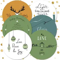 MajesticAlly Voordeelpak ronde kerstkaarten assorti - 12 stuks - met enveloppen - kerstkaart - serie 3