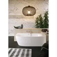 Alvoro Vince Halfvrijstaand Bad 170x80cm - Acryl - Hoek Links - Glans Wit - Baden, Halfvrijstaande Baden