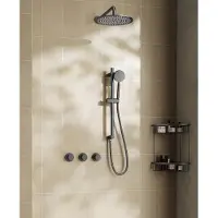 Saniclear Plus inbouw regendouche met 30cm hoofddouche, muurarm en glijstang verouderd ijzer - gunmetal