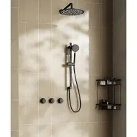 Saniclear Plus inbouw regendouche met 20cm hoofddouche, muurarm en glijstang zwart mat