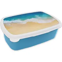 MuchoWow Broodtrommel Blauw - Lunchbox - Brooddoos - Strand - Zee - Golf - Zand - 18x12x6 cm - Kinderen - Jongen