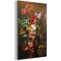 MuchoWow Wanddecoratie Metaal - Aluminium Schilderij Industrieel - Vrouw - Bloemen - Kleuren - 40x60 cm - Dibond - Foto op aluminium - Industriële muurdecoratie - Voor de woonkamer/slaapkamer