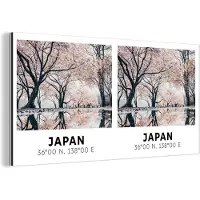 MuchoWow Wanddecoratie Metaal - Aluminium Schilderij Industrieel - Sakura - Japan - Lente - Roze - 120x60 cm - Dibond - Foto op aluminium - Industriële muurdecoratie - Voor de woonkamer/slaapkamer