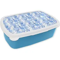 MuchoWow Broodtrommel Blauw - Lunchbox - Brooddoos - Bloemen - Blauw - Rozen - 18x12x6 cm - Kinderen - Jongen