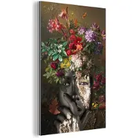 MuchoWow Wanddecoratie Metaal - Aluminium Schilderij Industrieel - Vrouw - Bloemen - Elementen - 120x180 cm - Dibond - Foto op aluminium - Industriële muurdecoratie - Voor de woonkamer/slaapkamer
