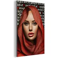 MuchoWow Wanddecoratie Metaal - Aluminium Schilderij Industrieel - Vrouw - Patroon - Hoofddoek - 80x120 cm - Dibond - Foto op aluminium - Industriële muurdecoratie - Voor de woonkamer/slaapkamer