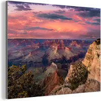 MuchoWow Wanddecoratie Metaal - Aluminium Schilderij Industrieel - Zonsondergang bij Grand Canyon - 160x120 cm - Dibond - Foto op aluminium - Industriële muurdecoratie - Voor de woonkamer/slaapkamer