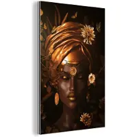 MuchoWow Wanddecoratie Metaal - Aluminium Schilderij Industrieel - Vrouw - Bloemen - Accessoires - 40x60 cm - Dibond - Foto op aluminium - Industriële muurdecoratie - Voor de woonkamer/slaapkamer