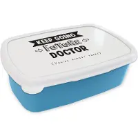 MuchoWow Broodtrommel Blauw - Lunchbox - Brooddoos - Dokter - Studenten - Doctor - Studeer - Spreuken - 18x12x6 cm - Kinderen - Jongen