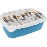 MuchoWow Broodtrommel Blauw - Lunchbox - Brooddoos - Bloemen - Tulpen - Marmer - 18x12x6 cm - Kinderen - Jongen