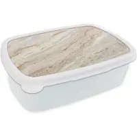 MuchoWow Broodtrommel Wit - Lunchbox - Brooddoos - Marmer - Stenen - Kwarts - Textuur - 18x12x6 cm - Volwassenen