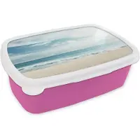 MuchoWow Broodtrommel Roze - Lunchbox - Brooddoos - Strand - Zee - Zomer - 18x12x6 cm - Kinderen - Meisje