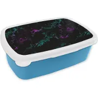 MuchoWow Broodtrommel Blauw - Lunchbox - Brooddoos - Ruimte - Marmer - Patroon - Sterrenhemel - 18x12x6 cm - Kinderen - Jongen