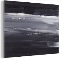 MuchoWow Wanddecoratie Metaal - Aluminium Schilderij Industrieel - Verf - Abstract - Zwart - 40x30 cm - Dibond - Foto op aluminium - Industriële muurdecoratie - Voor de woonkamer/slaapkamer