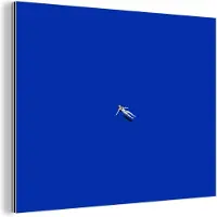 MuchoWow Wanddecoratie Metaal - Aluminium Schilderij Industrieel - Vintage - Blauw - Vrouw - 160x120 cm - Dibond - Foto op aluminium - Industriële muurdecoratie - Voor de woonkamer/slaapkamer