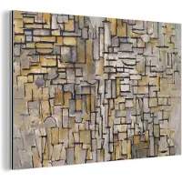 MuchoWow Wanddecoratie Metaal - Aluminium Schilderij Industrieel - Mondriaan - Kunst - Oude meesters - 180x120 cm - Dibond - Foto op aluminium - Industriële muurdecoratie - Voor de woonkamer/slaapkamer