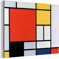 MuchoWow Wanddecoratie Metaal - Aluminium Schilderij Industrieel - Kunst - Mondriaan - Oude meesters - 80x60 cm - Dibond - Foto op aluminium - Industriële muurdecoratie - Voor de woonkamer/slaapkamer