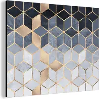 MuchoWow Wanddecoratie Metaal - Aluminium Schilderij Industrieel - Kubus - Goud - Luxe - Patronen - 160x120 cm - Dibond - Foto op aluminium - Industriële muurdecoratie - Voor de woonkamer/slaapkamer