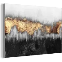 MuchoWow Wanddecoratie Metaal - Aluminium Schilderij Industrieel - Gold - Chic - Abstract - 180x120 cm - Dibond - Foto op aluminium - Industriële muurdecoratie - Voor de woonkamer/slaapkamer