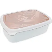 MuchoWow Broodtrommel Wit - Lunchbox - Brooddoos - Marmer - Roségoud - Luxe - 18x12x6 cm - Volwassenen