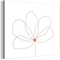 MuchoWow Wanddecoratie Metaal - Aluminium Schilderij Industrieel - Bloem - Line art - Natuur - 160x120 cm - Dibond - Foto op aluminium - Industriële muurdecoratie - Voor de woonkamer/slaapkamer