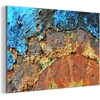 MuchoWow Wanddecoratie Metaal - Aluminium Schilderij Industrieel - Roest - Metaal - IJzer - Industrieel - 90x60 cm - Dibond - Foto op aluminium - Industriële muurdecoratie - Voor de woonkamer/slaapkamer