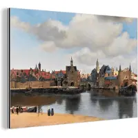 MuchoWow Wanddecoratie Metaal - Aluminium Schilderij Industrieel - Vermeer - Stad - Oude meesters - Kunst - 180x120 cm - Dibond - Foto op aluminium - Industriële muurdecoratie - Voor de woonkamer/slaapkamer