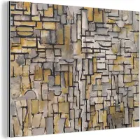 MuchoWow Wanddecoratie Metaal - Aluminium Schilderij Industrieel - Mondriaan - Kunst - Oude meesters - 120x90 cm - Dibond - Foto op aluminium - Industriële muurdecoratie - Voor de woonkamer/slaapkamer