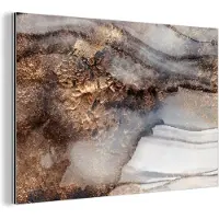 MuchoWow Wanddecoratie Metaal - Aluminium Schilderij Industrieel - Storm - Goud - Abstract - 180x120 cm - Dibond - Foto op aluminium - Industriële muurdecoratie - Voor de woonkamer/slaapkamer