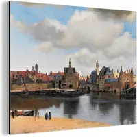 MuchoWow Wanddecoratie Metaal - Aluminium Schilderij Industrieel - Vermeer - Stad - Oude meesters - Kunst - 160x120 cm - Dibond - Foto op aluminium - Industriële muurdecoratie - Voor de woonkamer/slaapkamer