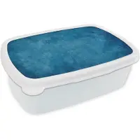 MuchoWow Broodtrommel Wit - Lunchbox Beton - Blauw - Vintage - Structuur - Industrieel - Brooddoos 18x12x6 cm - Brood lunch box - Broodtrommels voor kinderen en volwassenen