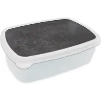 MuchoWow Broodtrommel Wit - Lunchbox Leisteen - Beton - Natuursteen - Grijs - Industrieel - Brooddoos 18x12x6 cm - Brood lunch box - Broodtrommels voor kinderen en volwassenen