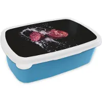 MuchoWow Broodtrommel Blauw - Lunchbox - Brooddoos - Granaatappel - Fruit - Water - Zwart - Paars - 18x12x6 cm - Kinderen - Jongen