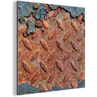 MuchoWow Wanddecoratie Metaal - Aluminium Schilderij Industrieel - Diamantplaat - Beton - Roest - Vintage - 20x20 cm - Dibond - Foto op aluminium - Industriële muurdecoratie - Voor de woonkamer/slaapkamer