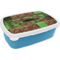 MuchoWow Broodtrommel Blauw - Lunchbox - Brooddoos - Gaming - Blokken - Blokkengame - Gamen - Kinderen - 18x12x6 cm - Kinderen - Jongen