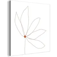 MuchoWow Wanddecoratie Metaal - Aluminium Schilderij Industrieel - Minimalisme - Bloemen - Line art - 90x90 cm - Dibond - Foto op aluminium - Industriële muurdecoratie - Voor de woonkamer/slaapkamer