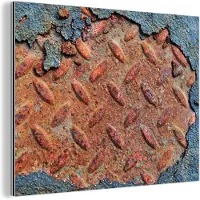 MuchoWow Wanddecoratie Metaal - Aluminium Schilderij Industrieel - Diamantplaat - Beton - Roest - Vintage - 80x60 cm - Dibond - Foto op aluminium - Industriële muurdecoratie - Voor de woonkamer/slaapkamer