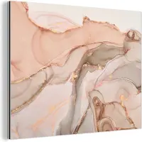 MuchoWow Wanddecoratie Metaal - Aluminium Schilderij Industrieel - Marmer - Roze - Rosé - 160x120 cm - Dibond - Foto op aluminium - Industriële muurdecoratie - Voor de woonkamer/slaapkamer
