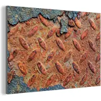 MuchoWow Wanddecoratie Metaal - Aluminium Schilderij Industrieel - Diamantplaat - Beton - Vintage - Roest - 180x120 cm - Dibond - Foto op aluminium - Industriële muurdecoratie - Voor de woonkamer/slaapkamer