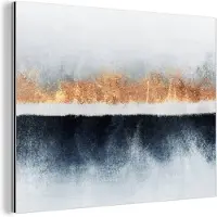 MuchoWow Wanddecoratie Metaal - Aluminium Schilderij Industrieel - Goud - Abstract - Design - 80x60 cm - Dibond - Foto op aluminium - Industriële muurdecoratie - Voor de woonkamer/slaapkamer