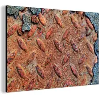 MuchoWow Wanddecoratie Metaal - Aluminium Schilderij Industrieel - Diamantplaat - Beton - Roest - Vintage - 180x120 cm - Dibond - Foto op aluminium - Industriële muurdecoratie - Voor de woonkamer/slaapkamer