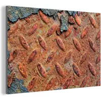 MuchoWow Wanddecoratie Metaal - Aluminium Schilderij Industrieel - Diamantplaat - Beton - Vintage - Roest - 180x120 cm - Dibond - Foto op aluminium - Industriële muurdecoratie - Voor de woonkamer/slaapkamer