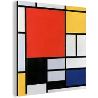 MuchoWow Wanddecoratie Metaal - Aluminium Schilderij Industrieel - Kunst - Mondriaan - Oude meesters - 50x50 cm - Dibond - Foto op aluminium - Industriële muurdecoratie - Voor de woonkamer/slaapkamer