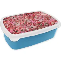 MuchoWow Broodtrommel Blauw - Lunchbox - Brooddoos - Bloemen - Kleuren - Rozen - 18x12x6 cm - Kinderen - Jongen