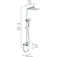 EDM Overige : Complete doucheset met regendouche, doucheslang en handdouche - Chroom - Hoofdshower 34 cm