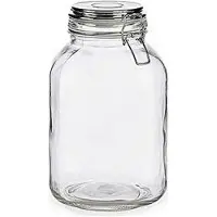 Vivalto Glazen luxe keuken voorraadpot/voorraadbus met klepdeksel zilver 3000 ml - Voorraadpot