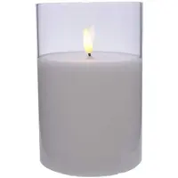 Kaemingk Kaars, was, glas, LED, 15 cm, wit