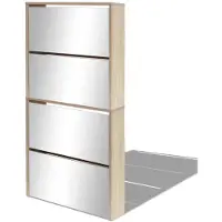 vidaXL Schoenenkast met 4 spiegels 63x17x134 cm eikenhout