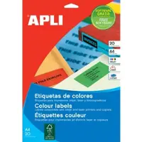 APLI Gekleurde etiketten ft 105 x 37 mm (b x h), geel, 320 stuks, 16 per blad (1595)